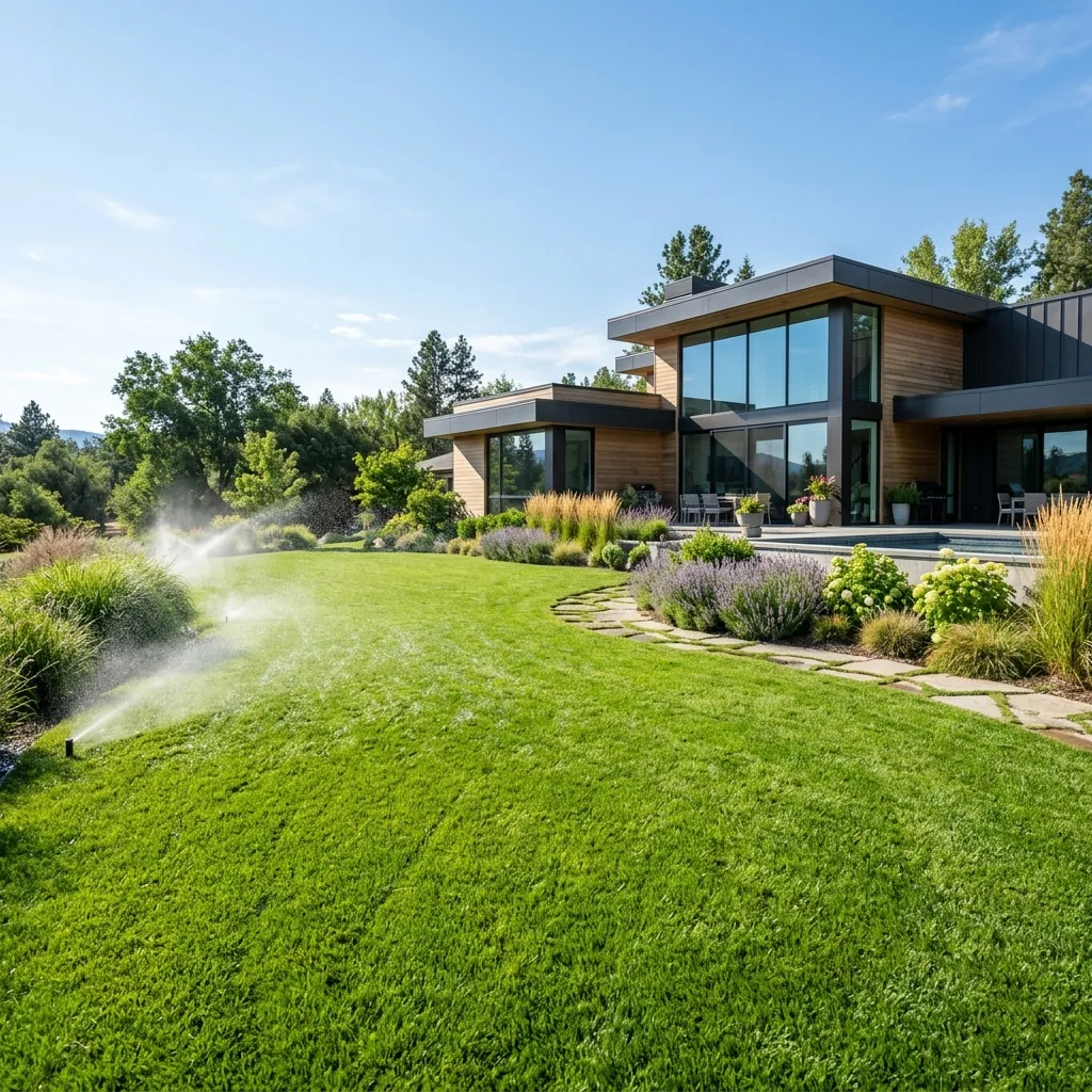 Professional irrigation system on a lawn